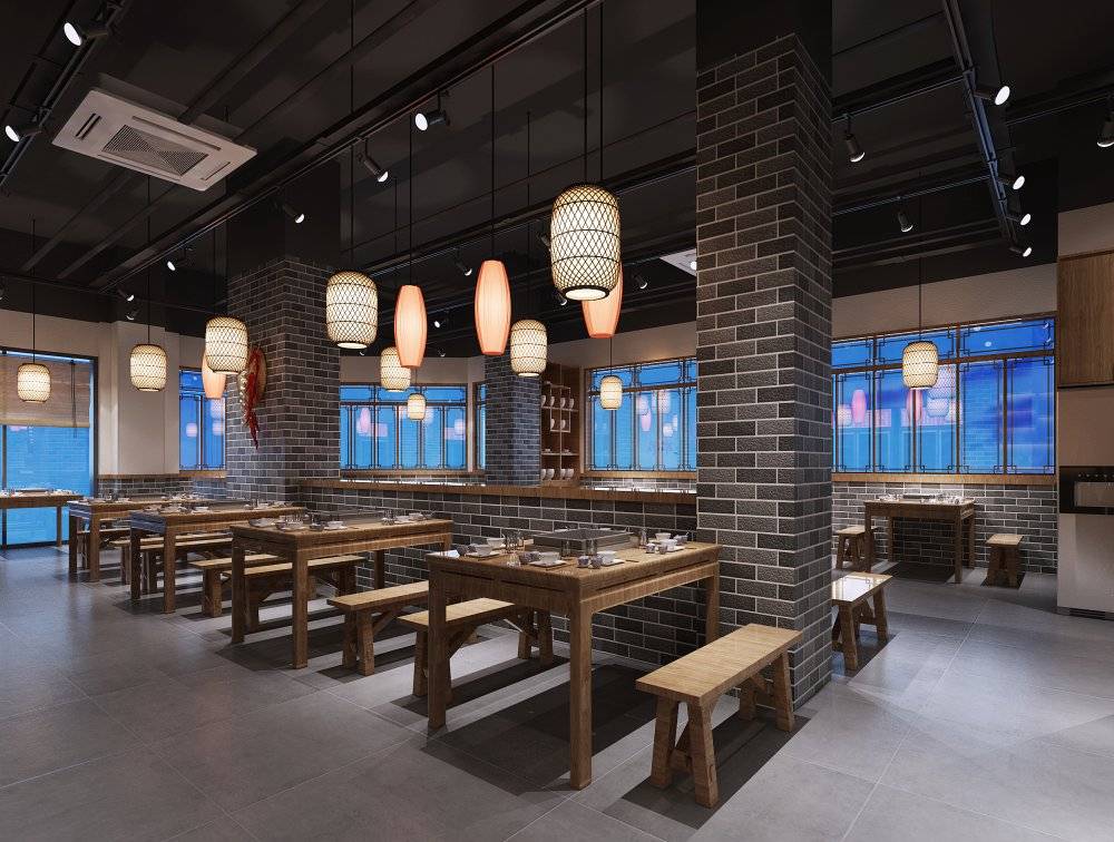 小火鍋店裝修效果圖，火鍋店裝修效果圖